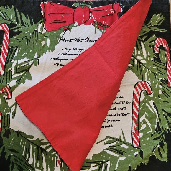 Vera Neumann 4 Vintage MCM Christmas Mint Hot Chocolate Recipe Placemats - Picture 2 of 2